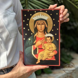 Handmade Madonna delle Grazie Icon, print, replica, Virgin Mary Icon, Theotokos Icon, Our Lady, Orthodox Byzantine icon, Wedding Gift Icon