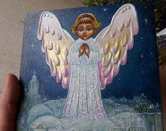 Guardian Angel 100% Hand Painted icon, Icon Angel Orthodox Icon Angel Art Byzantine Baptism Gift Orthodox Christian