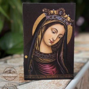 Handmade Our Lady Icon, print, replica, Virgin Mary Icon, Theotokos Icon, Orthodox icon, Byzantine icon, Wedding Gift Icon, Gift for baptism