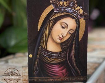 Handmade Our Lady Icon, print, replica, Virgin Mary Icon, Theotokos Icon, Orthodox icon, Byzantine icon, Wedding Gift Icon, Gift for baptism