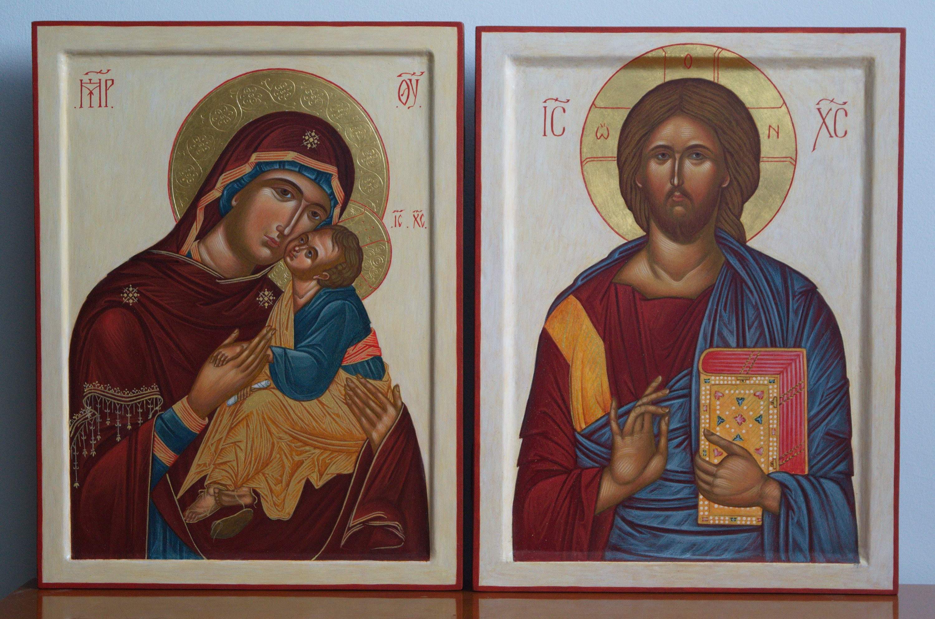 Wedding Icons Theotokos Eleusa and Jesus Christ Hand painted Etsy