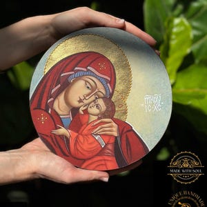 Handmade Mother of God icon, print, replica, Orthodox Byzantine icon, Our Lady icon, Theotocos Icon, Wedding icon, Virgin Mary icon