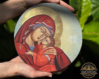Handmade Mother of God icon, print, replica, Orthodox Byzantine icon, Our Lady icon, Theotocos Icon, Wedding icon, Virgin Mary icon