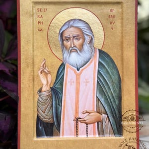 Handmade Saint Seraphim of Sarov icon, print, replica, Orthodox icon, Seraphim Sarov icon, Religious Gift, Orthodox gift