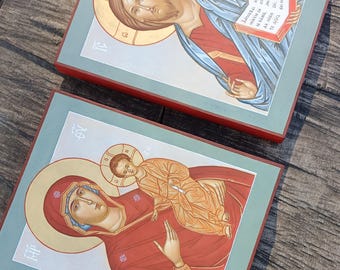 Wedding Icons Theotokos and Jesus Christ, Handpainted orthodox Wedding Couple Icons, Wedding gifts, Orthodox icon, Gift for Newlyweds