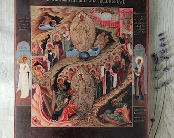 The Icon of the Resurrection and the Harrowing of Hell Print, Replica, Orthodox Wall Art (24х20cm)