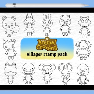 Animal Crossing Villager Procreate Stamps | Animal Crossing Line Art | Animal Crossing Outlines