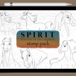 Spirit: Stallion of the Cimarron Procreate Stamps | Spirit Procreate Line Art | Spirit Procreate Outlines | Spirit Procreate Illustrations
