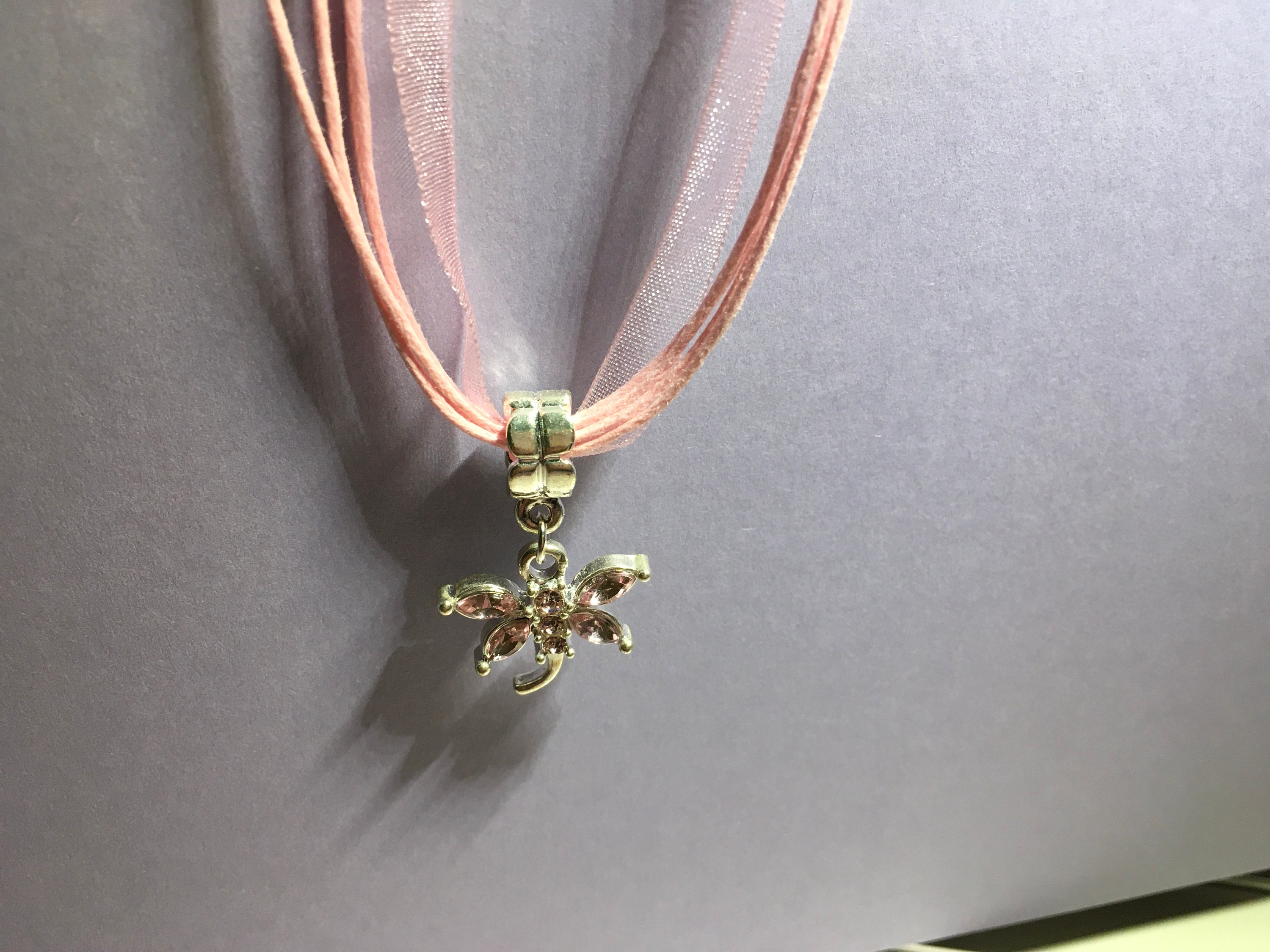 Cord ribbon necklace with Charm Etsy