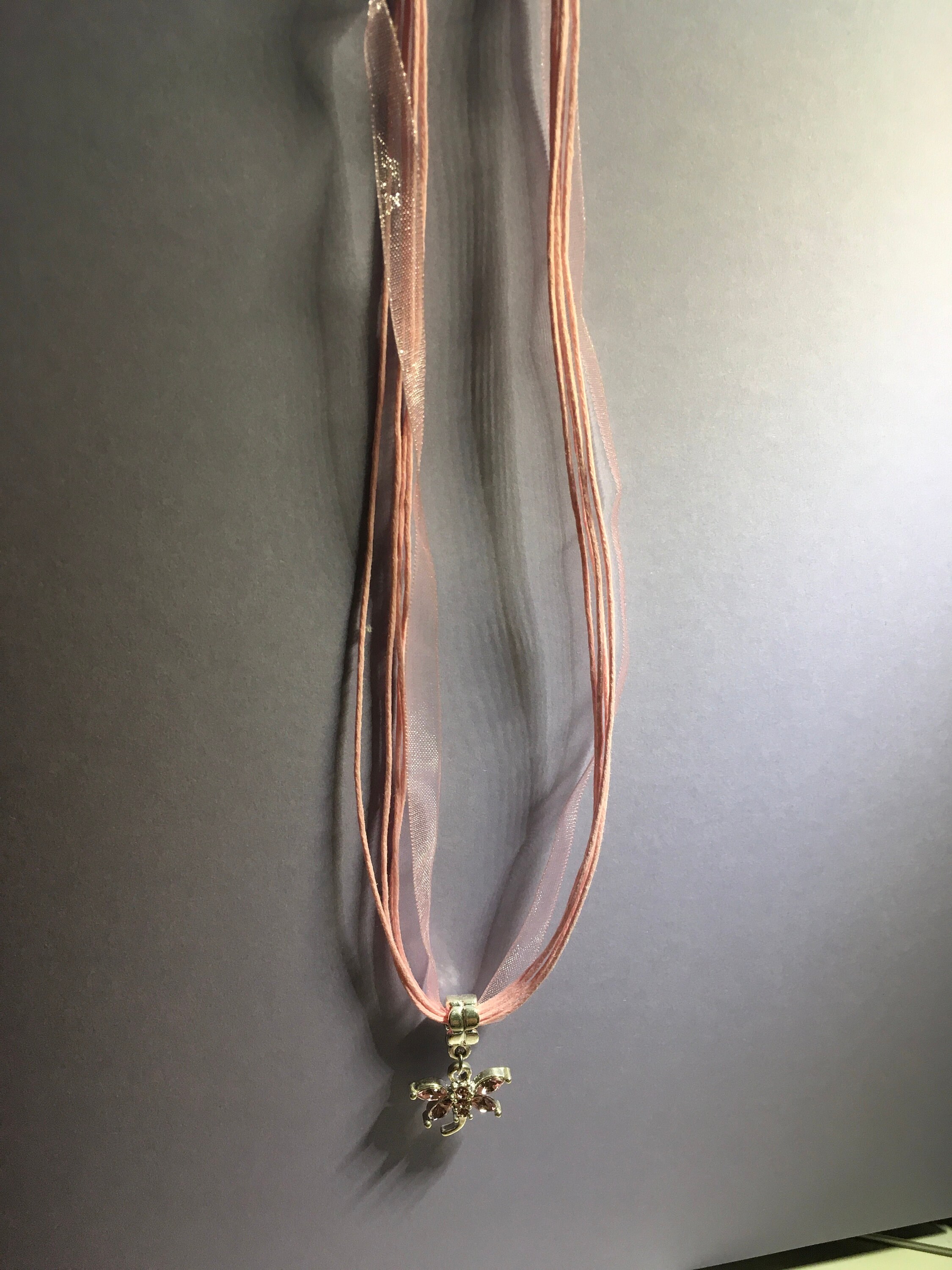 Cord ribbon necklace with Charm Etsy