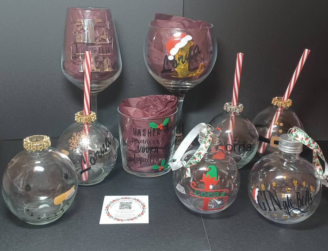 Personalised Christmas Bauble Glasses and Christmas Glasses Drink ...