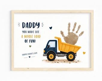 Dumper Truck Handprint Art: Father's Day DIY Gift (Printable) Whole Load of fun, Kids Baby Toddler Crafts, Daddy Gift, Instant Download