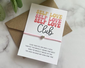 Self Love Club Wish Bracelet | Pick Me Up Gifts | Thoughtful Gifts | Positivity Gifts | Feel Good Gifts | Body Positivity