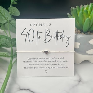 Personalised 40th Birthday Wish Bracelet | Party Favours |Birthday Party Table Decorations| Party Bag |Birthday Party Favours 21st 30th 50th