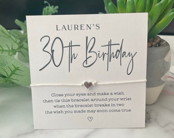 Personalised 30th Birthday Wish Bracelet | Party Favours |Birthday Party Table Decorations| Party Bag |Birthday Party Favours 21st 40th 50th