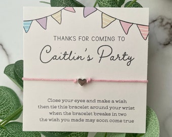 Personalised Bunting Wish Bracelets | Girls Birthday Party | Party Bag Fillers | Girls Party favours | Girls Birthday Favours