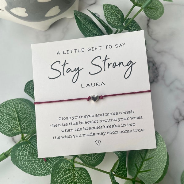 Stay Strong Wish Bracelet | Personalised Wish Bracelet | Keep Going Gift |  Friends | Family | Thoughtful Gift | Positive Affirmation Gift