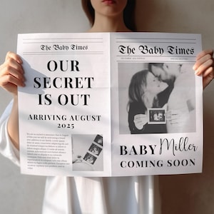 Pregnancy Announcement Newspaper Template | Printable Newspaper Baby Announcement Template |Editable Baby Announcement Template
