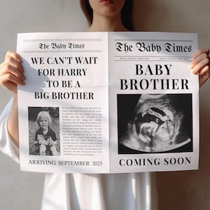 Pregnancy Announcement Newspaper Template | Baby Brother Printable Newspaper Announcement | Editable Newspaper | Baby Announcement