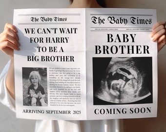 Editable Pregnancy Announcement Newspaper: Baby Brother (Digital Download)