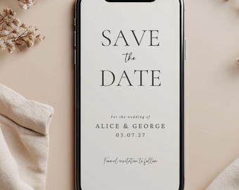Minimalist Save the Date Evite: Modern Electronic Invitation (Canva Template, Instant Download) - 679a