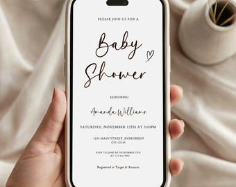 Minimalist Baby Shower Evite Template: Editable Digital Invitation (Digital Download)