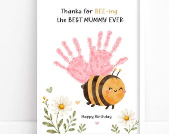 Mummy Handprint Art: Mum Birthday DIY Gift (Printable) Footprint Art, Kids Baby Toddler Crafts, Mother Gifts, Instant Download