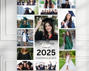 Editable Graduation Photo Collage: Keepsake Gift, Party Decor (Digital Download)