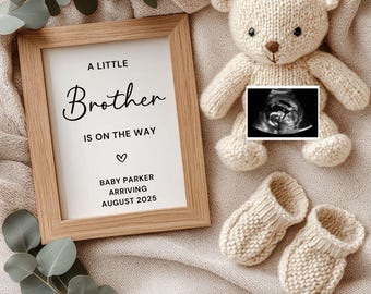 Digital Baby Boy Pregnancy Announcement Template | A Little Brother Reveal | Gender Reveal | Editable Social Media Baby Boy Reveal - 112a