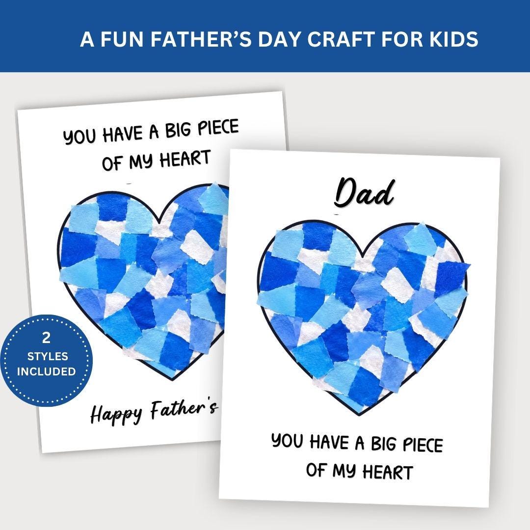 Piece of My Heart Father's Day Craft PRINTABLE Heart Craft Printable…