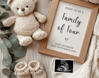 Family of Four Pregnancy Announcement: Baby Number 2, Gender Neutral (Digital Download)