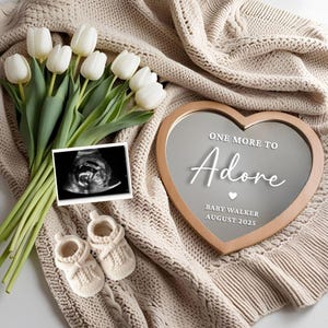 Digital Pregnancy Announcement | One More to Adore | Simple | Editable Baby Reveal Template | Baby 2 or 3 Reveal |Instant Download - 458a