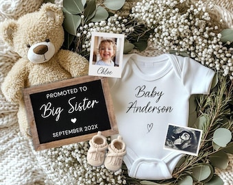 Editable Social Media Pregnancy Announcement: Baby Reveal, 2nd Baby, Promoted To Big Sister (Digital Download)