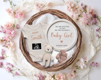 Baby Girl Pregnancy Announcement: Editable Social Media Template (Digital Download)