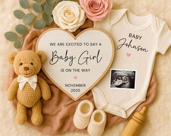 Baby Girl Pregnancy Announcement: Editable Social Media Template (Digital Download)