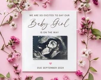 Baby Girl Pregnancy Announcement: Editable Social Media It's a Girl Reveal, Pink, Little Sister, Canva Template (Digital Download)