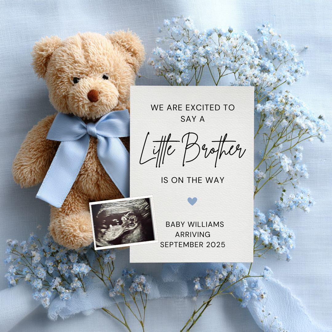 Baby Boy Pregnancy Announcement: Little Brother Social Media Baby ...