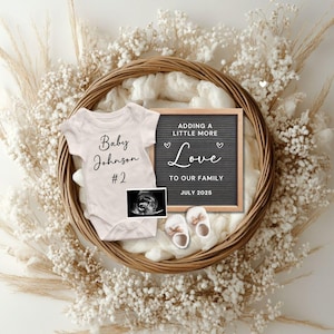 Digital Pregnancy Announcement | Baby Reveal | Editable Social Media Reveal | Gender Neutral Baby Reveal | Baby 2  A Little More Love - 195a