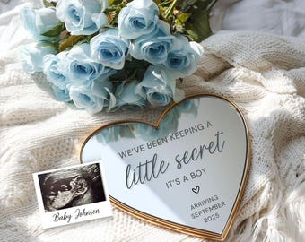 Baby Boy Pregnancy Announcement: Blue Social Media Reveal (Editable Canva Template - Digital Download, It&#39;s a Boy, Little Secret - 630a