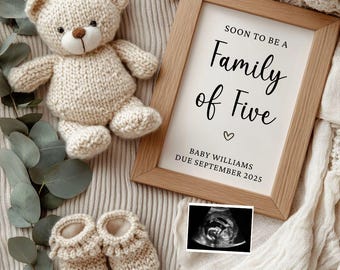 Family of Five Pregnancy Announcement: Baby Number 3 (Digital Download)