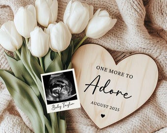 Digital Pregnancy Announcement | One More to Adore | Simple | Editable Baby Reveal Template | Baby 2 or 3 Reveal |Instant Download - 108a
