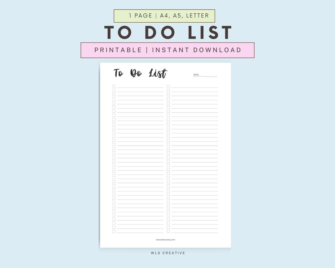 Printable to Do List Simple Tasks List Template Blank to Do List
