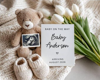 Pregnancy Announcement: Editable Social Media Baby Reveal, Gender Neutral, Canva Template (Digital Download)
