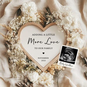 Annuncio di gravidanza digitale / Un po' più d'amore / Semplice / Modello modificabile per la rivelazione del bambino / Rivelazione a sorpresa del bambino / 2° o 3° bambino - 535a
