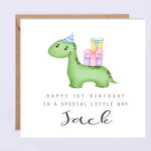 Cute Dinosaur 1st Birthday Card For A Son | Personalised Birthday Card | Happy 1st Birthday  Boys Birthday Card | Any Age