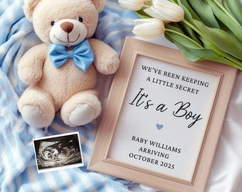 Baby Boy Pregnancy Announcement: Editable Social Media Baby Reveal, Little Brother,It’s a Boy, Editable Canva Template (Digital Download)