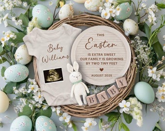 Editable Easter Pregnancy Announcement: Baby Reveal Template (Digital Download)