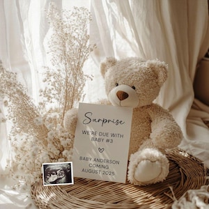 Baby Number Three Pregnancy Announcement: Editable Social Media Template (Digital Download)