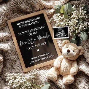 Digitale Schwangerschaftsmitteilung | Religiöses Baby offenbaren | Bearbeitbares Baby Reveal | Geschlechtsneutrale offenbaren | -465a - Ein Kleines Wunder ist unterwegs