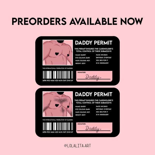 Daddy Permit Card (PREORDER) 3 x 2 x 0.03 pastel